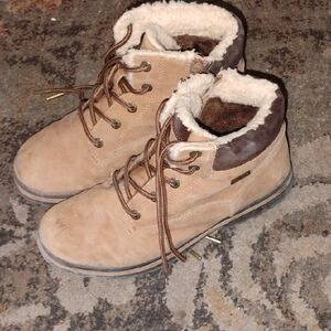 Nautica Women's Tan Suede Winter Boots with Faux Shearling